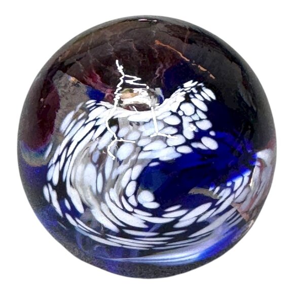 Art Glass Abstract Ocean Wave Nautical Handmade Jerpoint Studio Paperweight - Picture 1 of 7